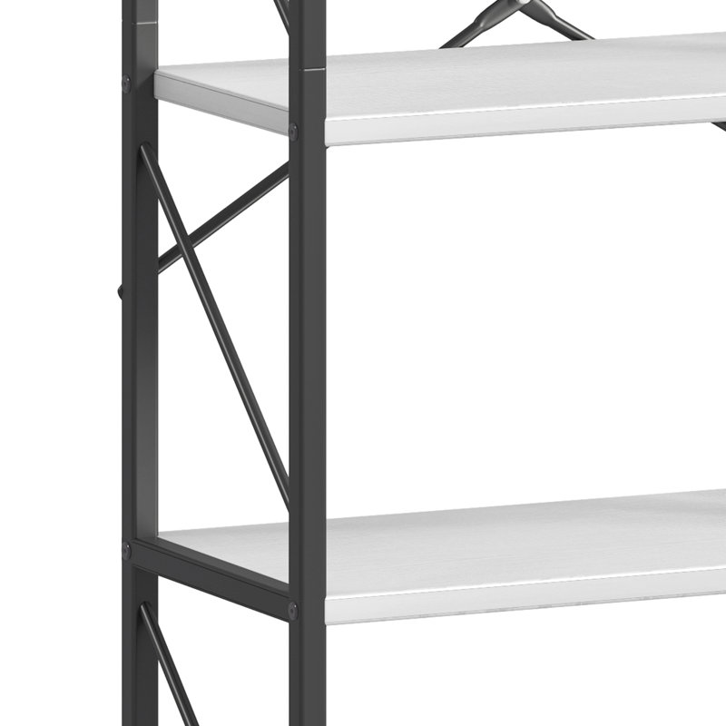 Industrial Bookcase, Corner Shelf Unit, Shelving Unit,  For Living Room, Study, Home Office, White/Black