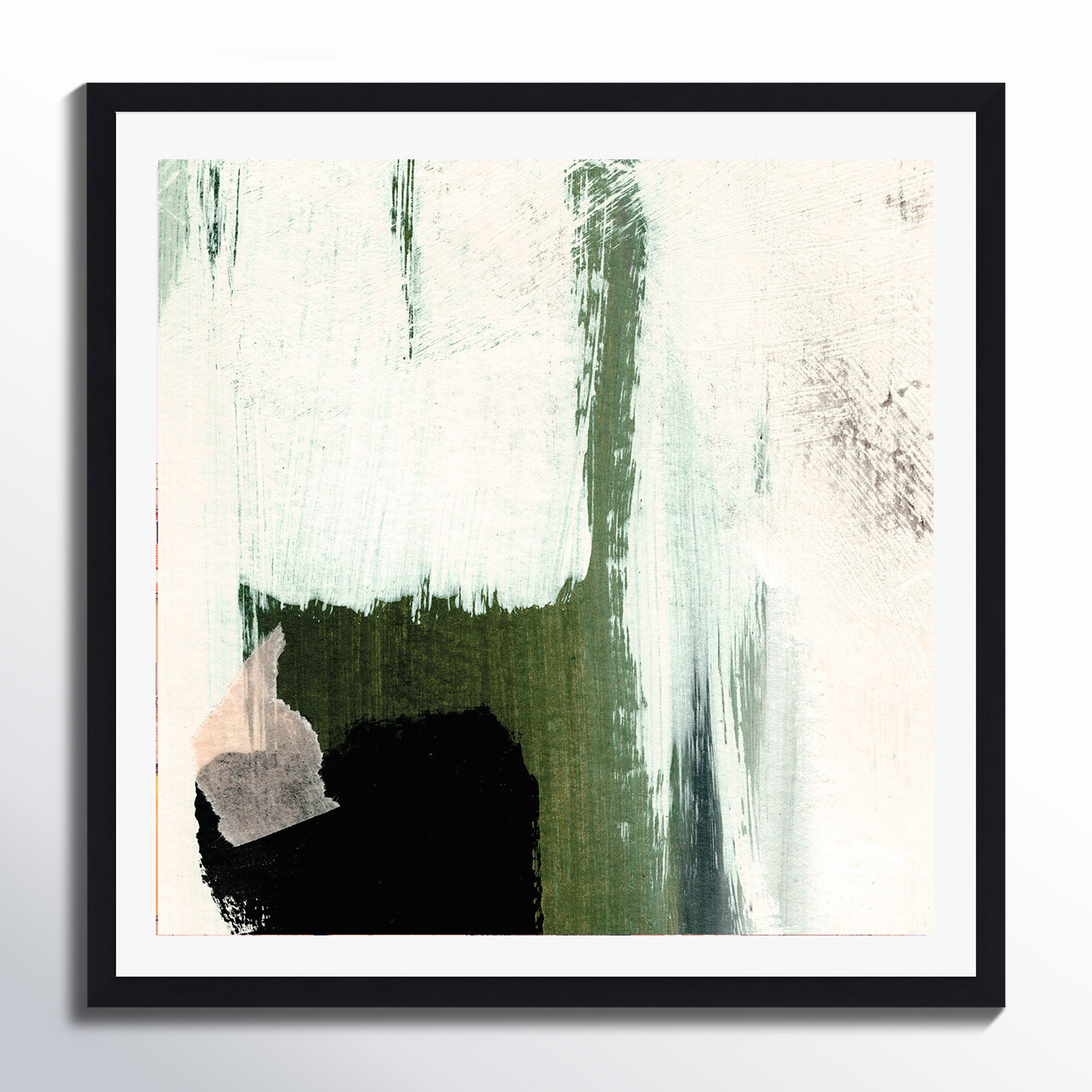 Abstract Minimal Painting by Dan Hobday, Black Framed Paper, Yes, 12" H x 12" W x 0.75" D