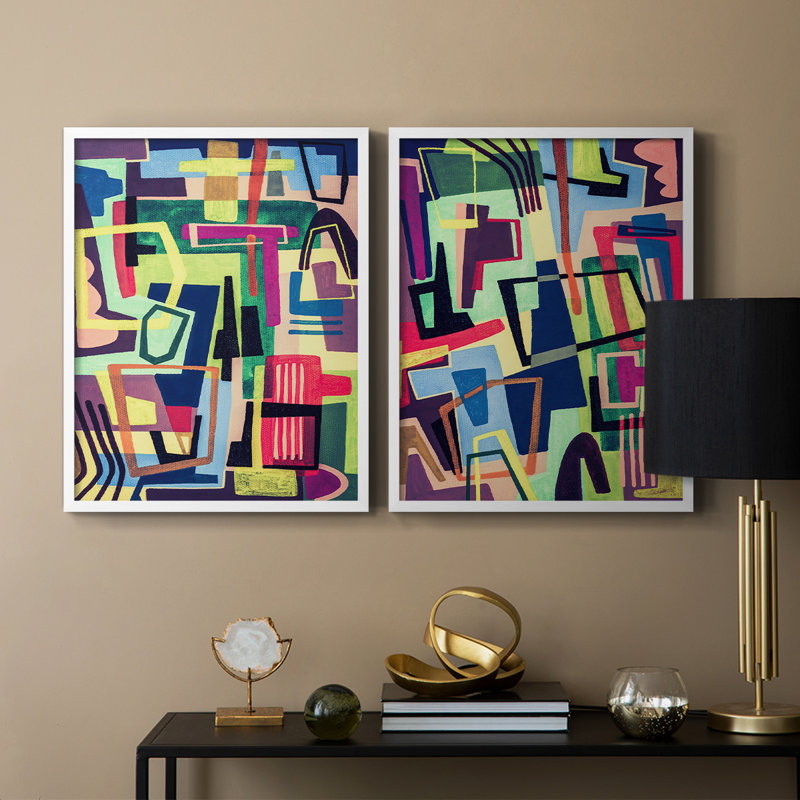 Couleurs connectées I - impression encadrée de qualité supérieure - prête à être accrochée - aucun clou requis - aucun clou requis