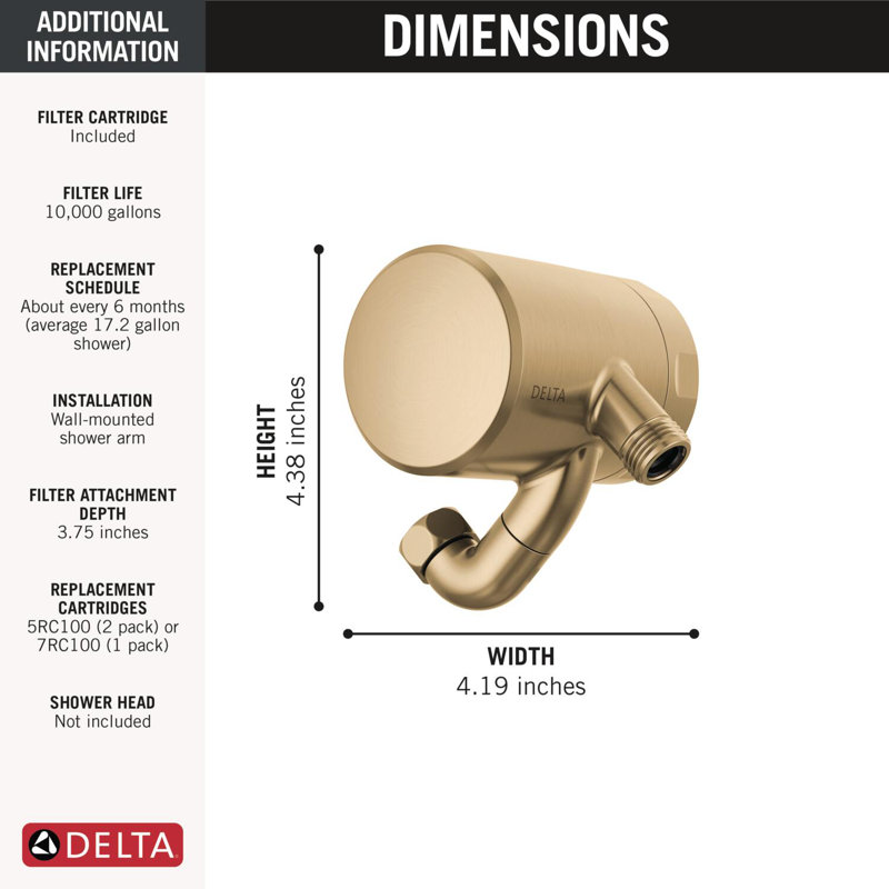 Clarifi Premium Shower Filter Attachment with Filter, Champagne Bronze