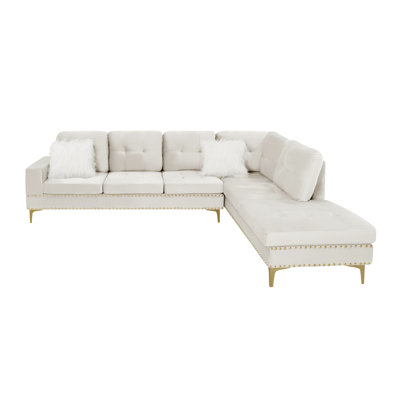 Upholstered L-Shaped Sectional Sofa With Hidden Table