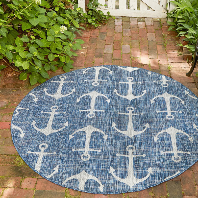 Tapis d'extérieur Ayton couleur mer, Rond 10 pi