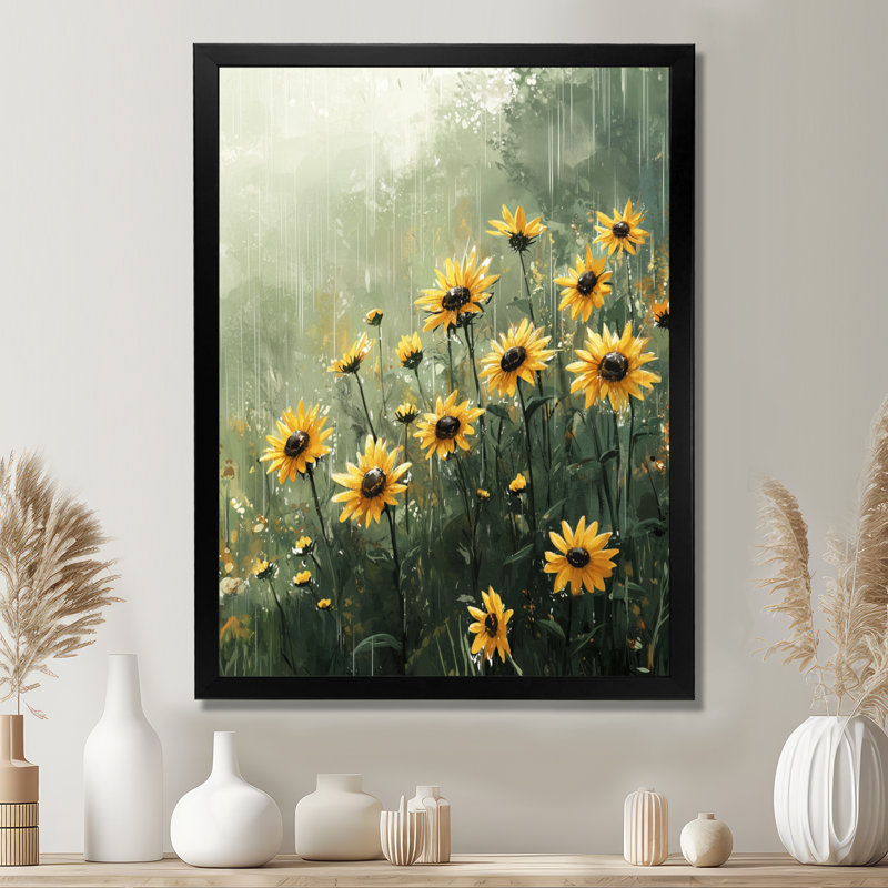 Duanys - impressions sur toile florales, H 44 po x l 34 po, Noir, Reproduction encadrée d'une seule photo