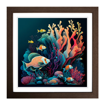Coral Reef Neo-Traditional - Single Picture Frame Print on Wood