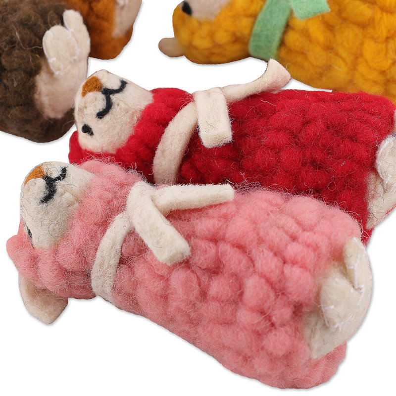 4.3'' Handmade Wool Animals Hanging Figurine Ornament