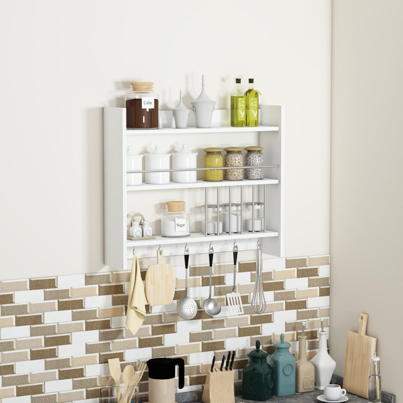 Wall Mounted Required Spice Rack, White