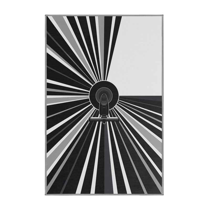 Machine Washable Noma Rowing Machine Modern Geometric Rug in Gray – Gray Binding, 7x9