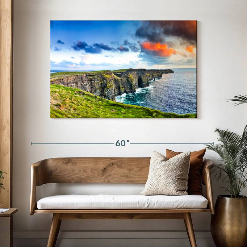 Ravi au coucher du soleil sur les falaises de Moher, H 32 po x l 48 po