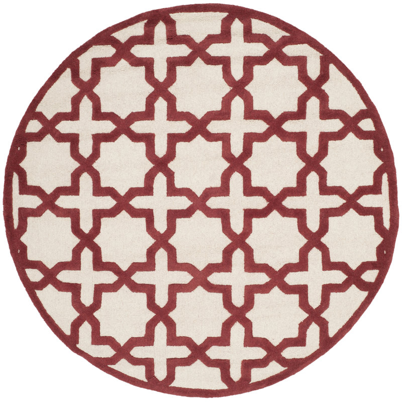 Cannen Hand Tufted Wool Geometric Rug, Round 6'
