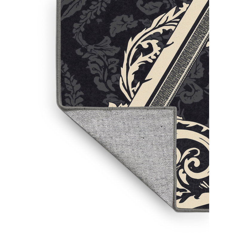 Tapis damassé classique mauve Elida Excalibur lavable à la machine, 3 X 5