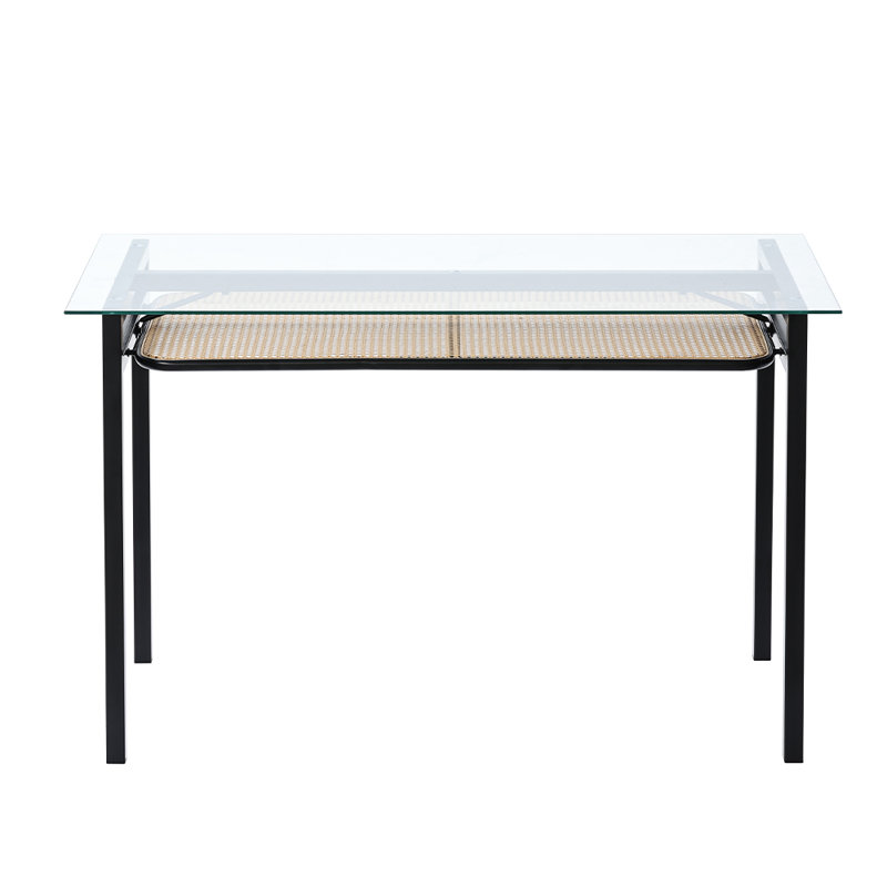 Alecsis Glass Top Metal Base Dining Table