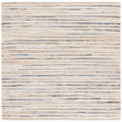 Abott Woven Jute/Canvas/Cotton Rug in Beige/Natural/Light Blue