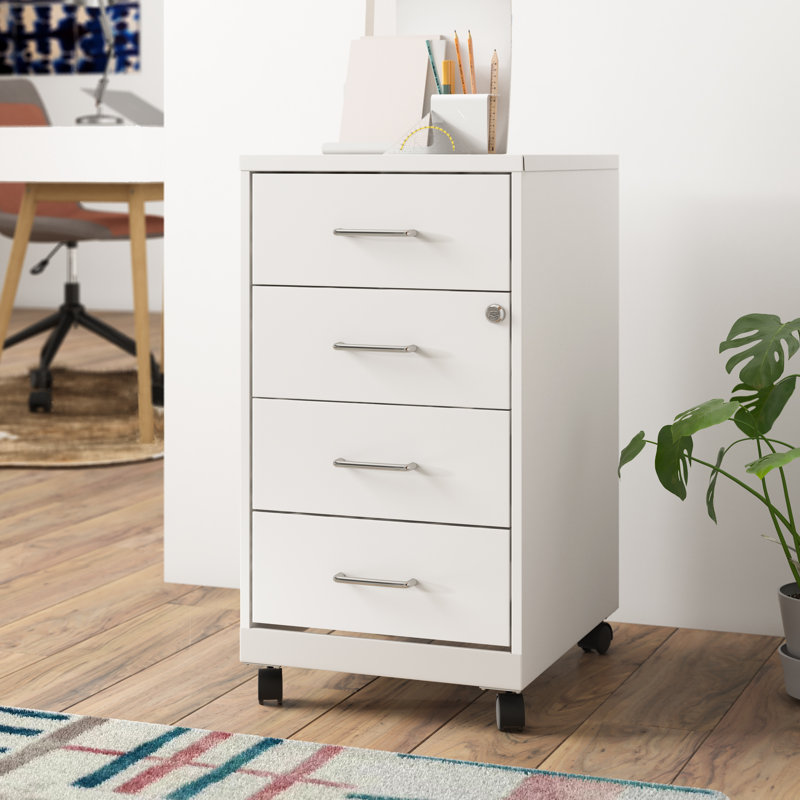 Patirica 14.25'' Wide 4 -Drawer Mobile Steel File Cabinet, White