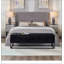  Banc de lit en métal 58,6 po avec velours de rangement L 58,6 po x l 21,2 po x H 18,5 po. Conception à capitonnage pour le dessus, revêtement en velours lisse et doux et base en métal robuste-1401458133