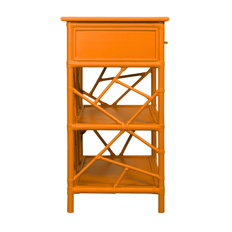 End Table with Storage, Citrus Orange