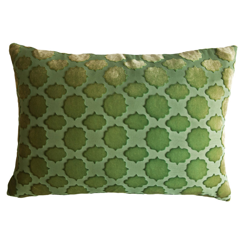 Mod Fretwork Velvet Rectangular Pillow Cover & Insert, 14" x 20", Grass, Down