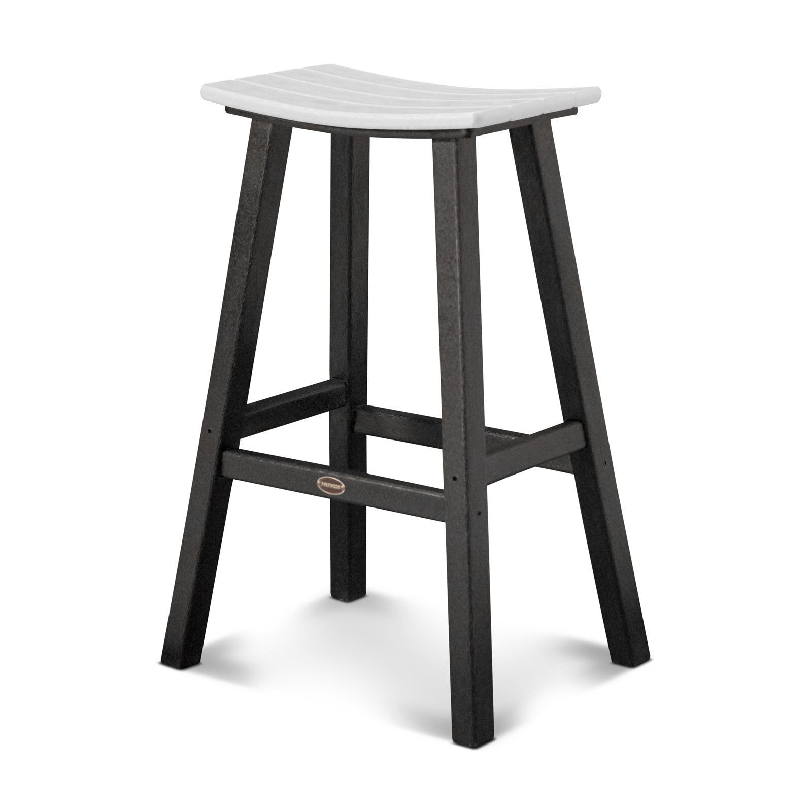 POLYWOOD Contempo 30" Saddle Bar Stool, White, Black