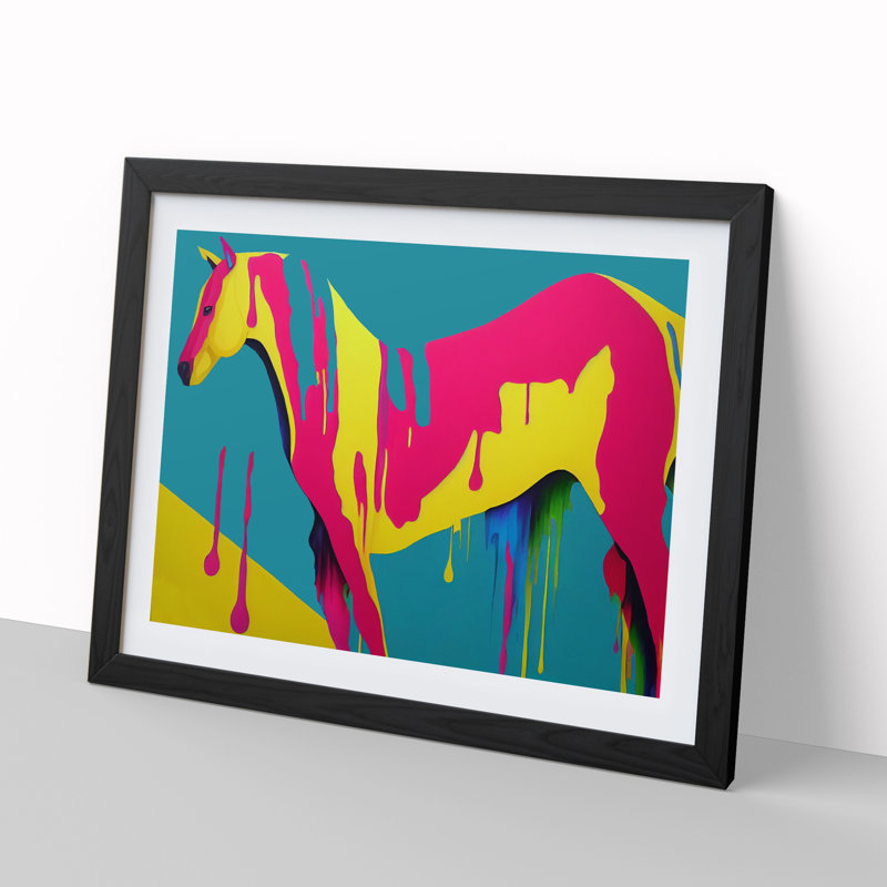 Dripping Horse Vol.2 Abstract - Single Picture Frame Painting, 46cm H x 64cm W x 2cm D, Black