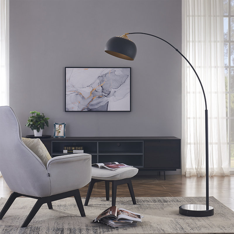 Lampe sur pied arquée 68,5 po Dedre, Noir, Noir