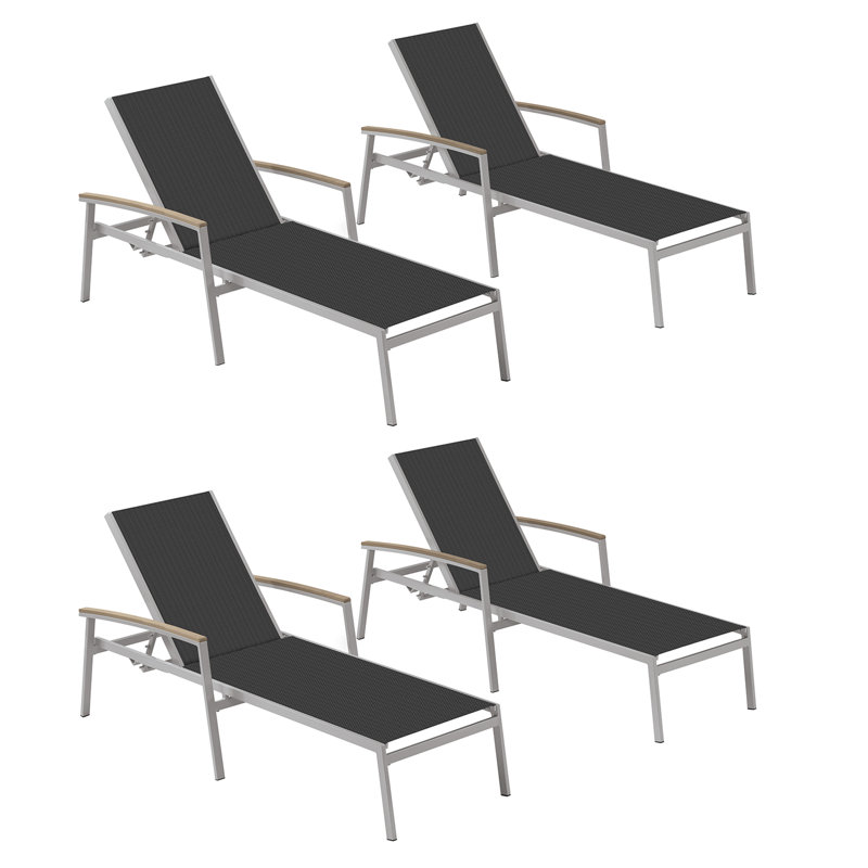 Travira Outdoor Chaise Lounge, Natural Sling, Tekwood Vintage, Flint