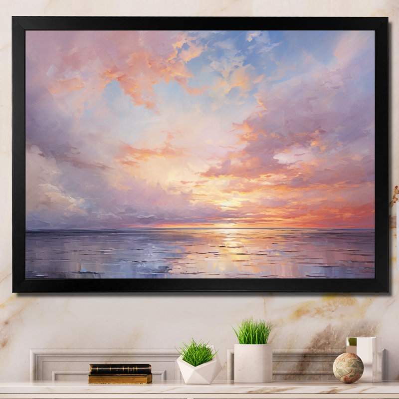 «Sunset Cotton Candy Skies V», reproduction sur toile encadrée Sunset, H 30 po x l 40 po x P 1,5 po, Cadre simple noir