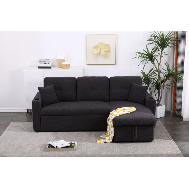 Andy Upholstered L-Shaped Sectional Right Hand Facing, Black