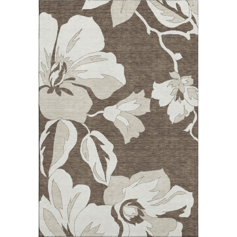 Premium Machine Washable Prisco Brown Rug
