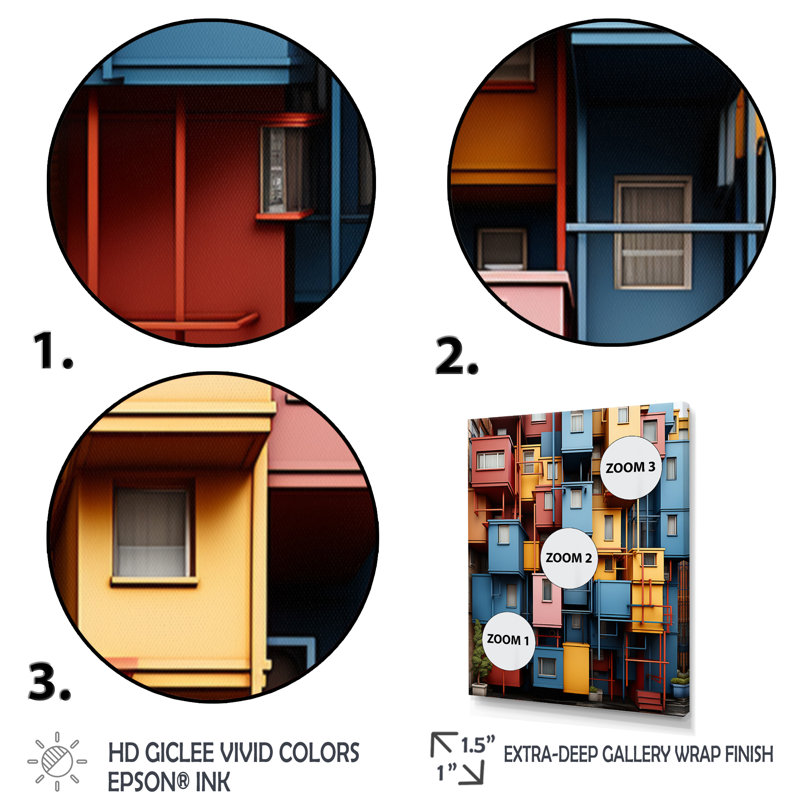 Art mural urbain Urban Kaleidoscope IV - Cityscapes, Toile tendue, H 32 po x l 16 po x P 1 po