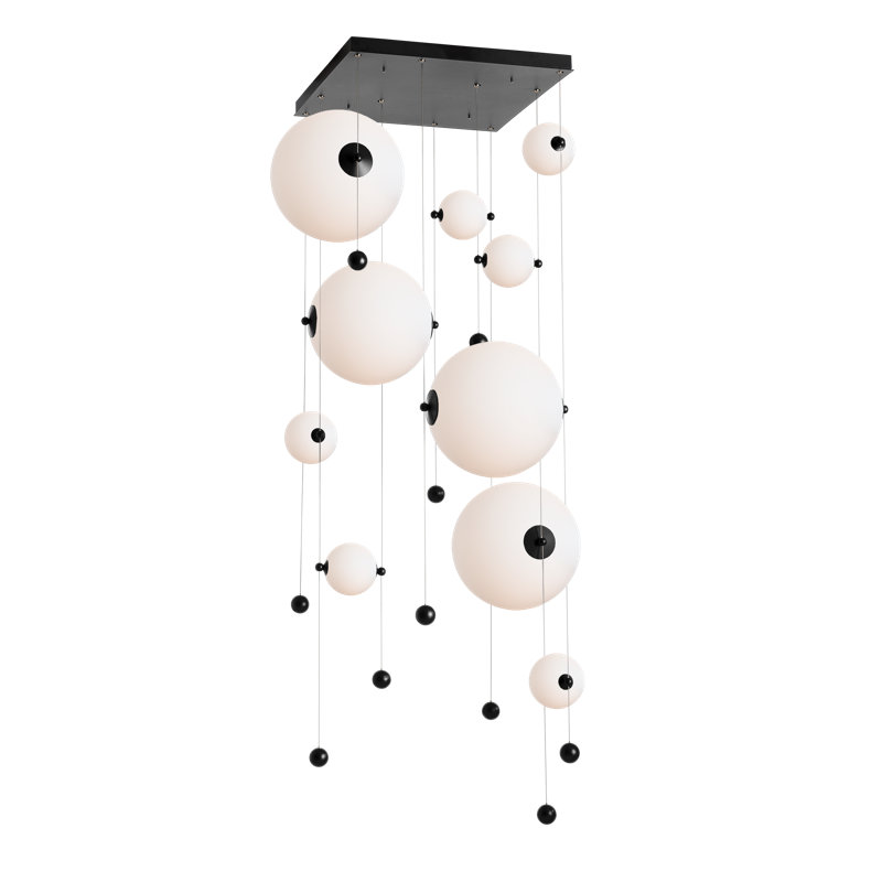 Abacus 10 - Light Cluster Globe LED Pendant, Opal, Black