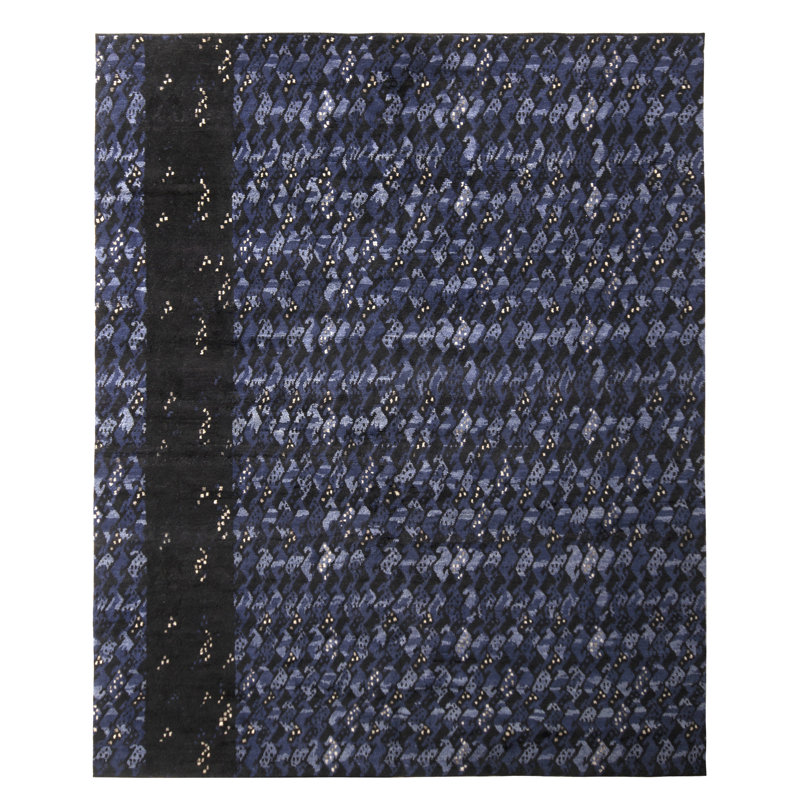 Hand Knotted Wool Geometric Area Rug, Rectangle 9' x 12'