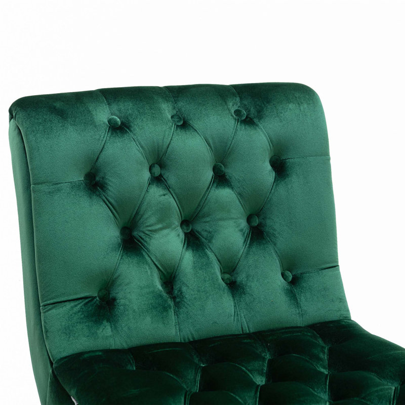 Fauteuil de salon en velours sans accoudoirs, Vert