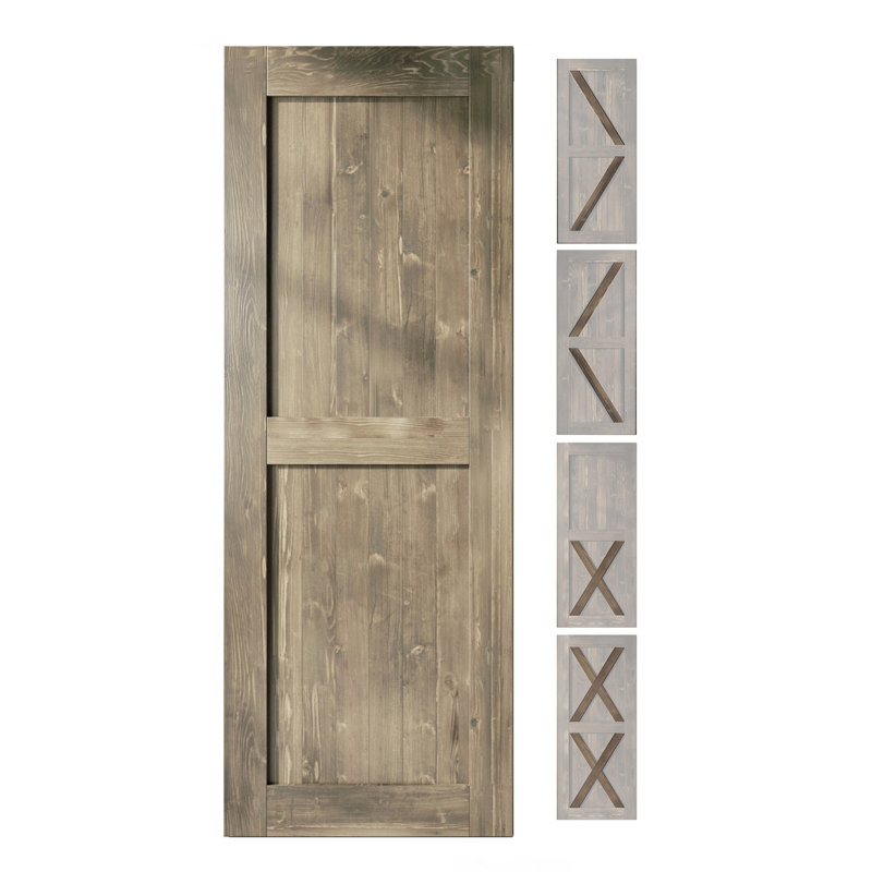 Porte de grange 84 po en bois massif semi-lustré sans quincaillerie d'installation 84 po, 32 po x 84 po