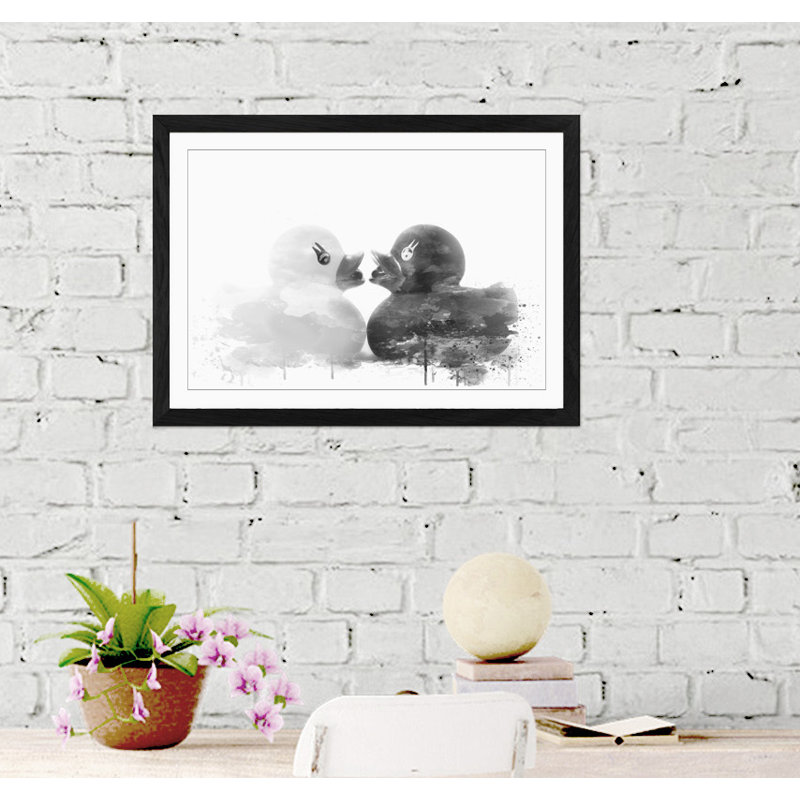 Rubber Ducks Opposites Attract - Wall Art, 45cm H x 62cm W, Framed Picture