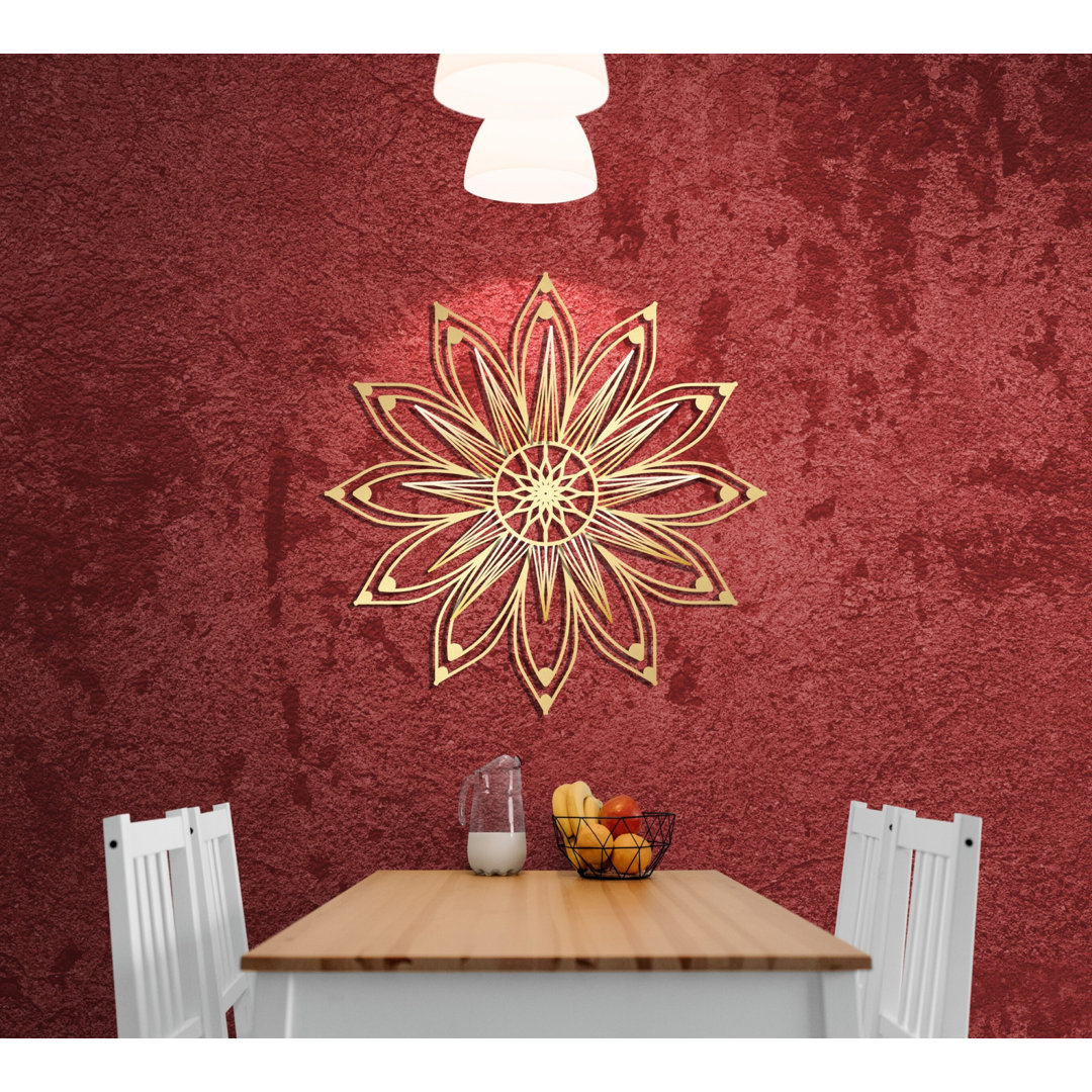 Metal Mandala Abstract Wall Hanging Décor, Creative Floral Metal Wall Art Home Decoration Bungalow Rose 