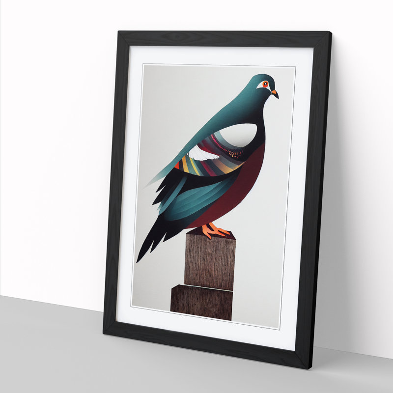 Pigeon Modern - Framed Print, 34cm H x 25cm W x 2cm D, Black