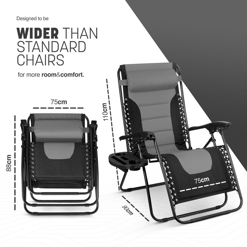 Burget 75cm Long Reclining Zero Gravity, Gray/Black