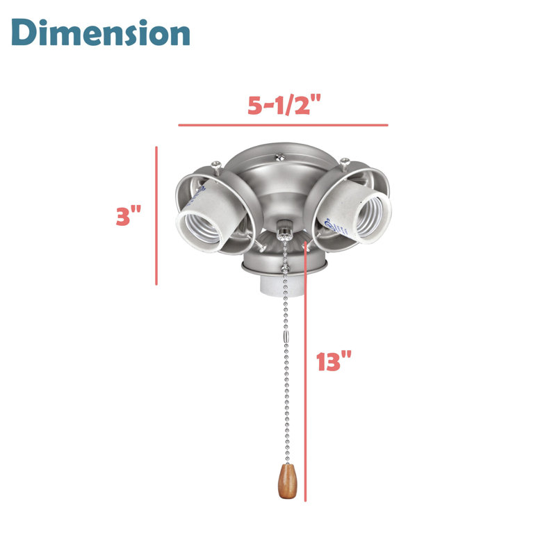 Brushed Nickel 3-Light Ceiling Fan Kit with Frosted Glass Shades