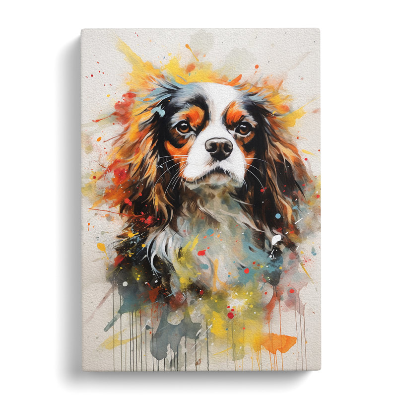 Cavalier King Charles Spaniel Action Painting No.2 - Print, 60cm H x 40cm W x 3cm D