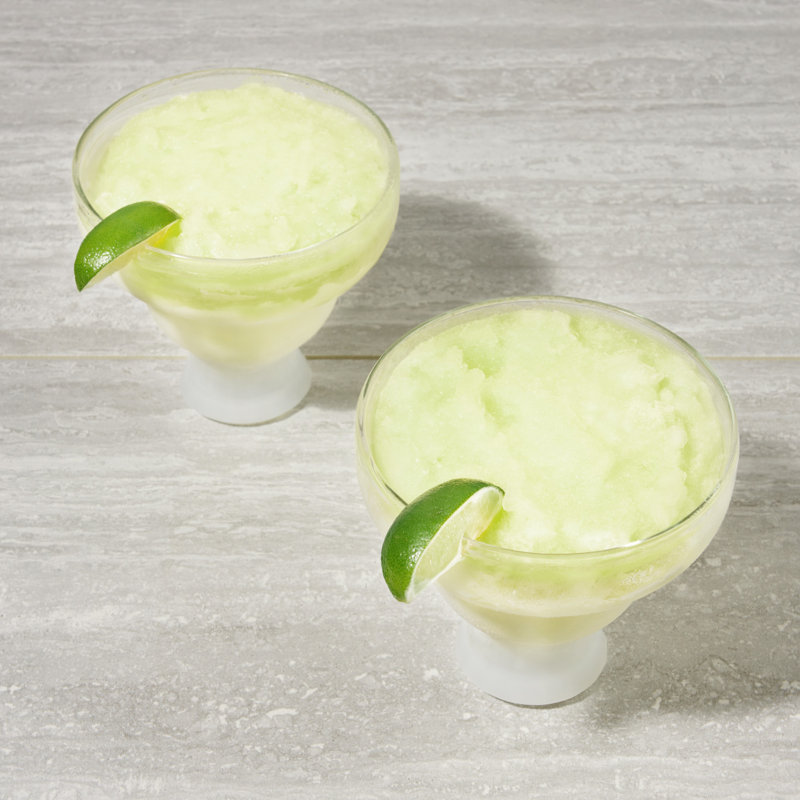 Clear Glass Margarita Freeze Cooling Cups with Silicone Grip, Set of 2