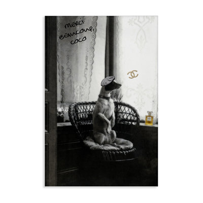  «Chic Dog with French Words», art mural sur toile par Graffi *ee Studios