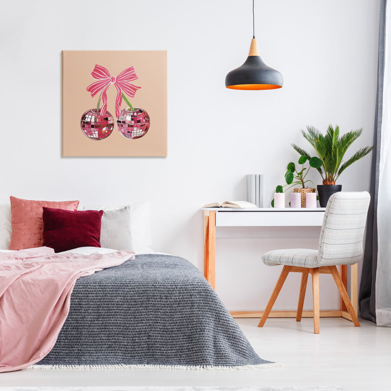 «Cherries & Striped Bow», art mural par Amelia Noyes, H 30 po x l 30 po