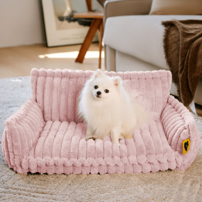  Washable Fluffy Dog Sofa Bed, Camel, Size M