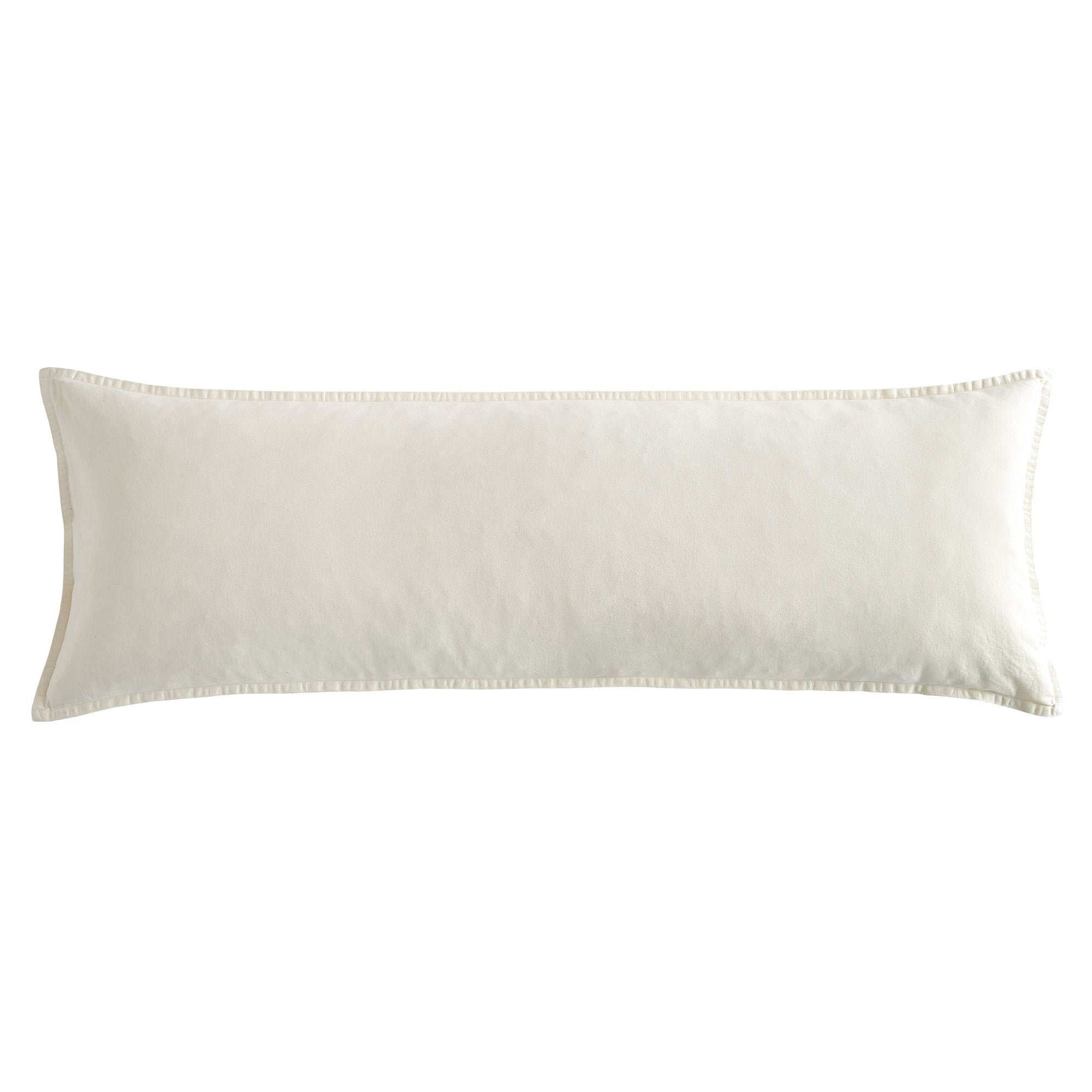 Stonewashed Cotton Canvas Solid Color Classic Chic Modern Rustic 14x42 Long Lumbar Pillow, Natural