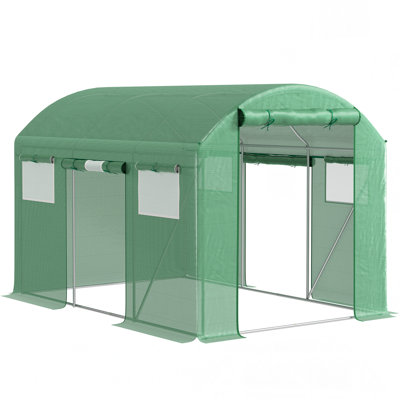Walk In Polytunnel 300*200*200 cm Iron 1 Piece Walk-in Greenhouse Green with UV-resistant PE Cover