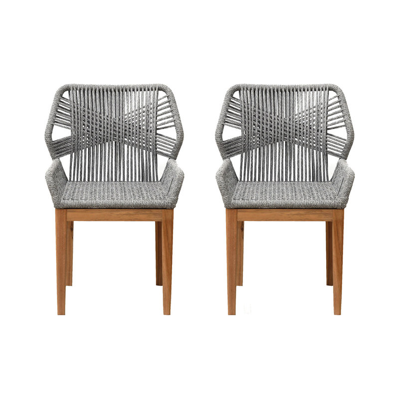Beverly Outdoor Teak Dining Armchair, Gray