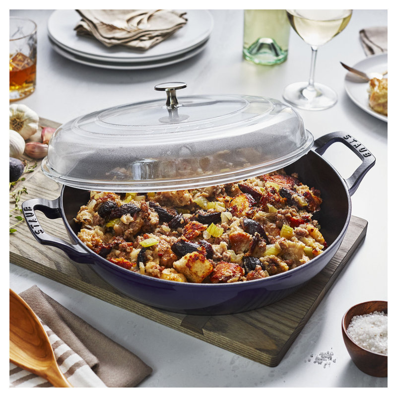 Cast Iron 3.59-qt Braiser with Glass Lid, Dark Blue