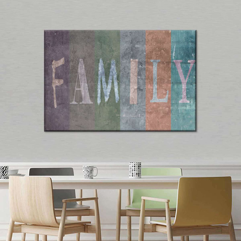 «Family And Home Typographie», impression sur toile, H 8 po x l 12 po x P 1 po