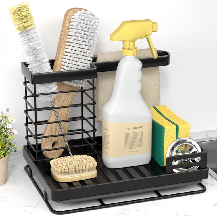 Kitchen Storage Rack Faucet Shelf Black Gold Sponge/scrubber Holder Drain  Basket Sink Organizer