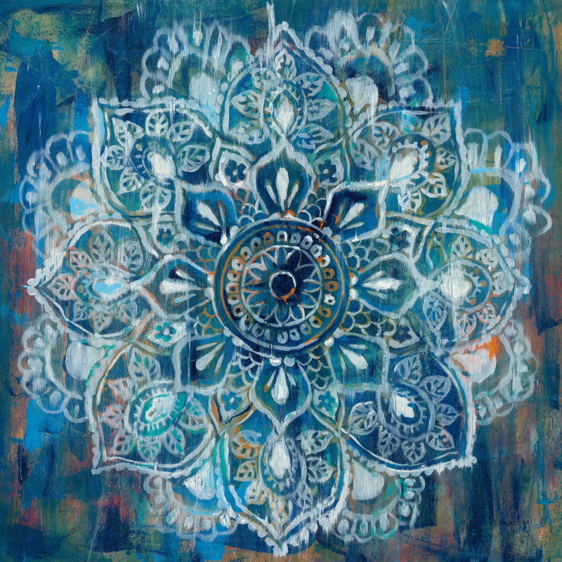 Mandala en bleu II, H 12 po x l 12 po x P 1,25 po, Non, Unframed