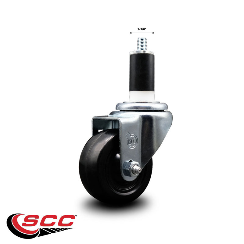 Roue extensible en caoutchouc souple de 3 pouces pivotant de 1-3 / 8 pouces SCC